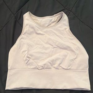 Lululemon high neck, longline bra in light pink. Size 8/ medium